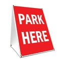 thumbnail image 1 of A-frame Sidewalk Park Here Sign With Graphics On Each Side | 18" X 24" Print Size, 1 of 3