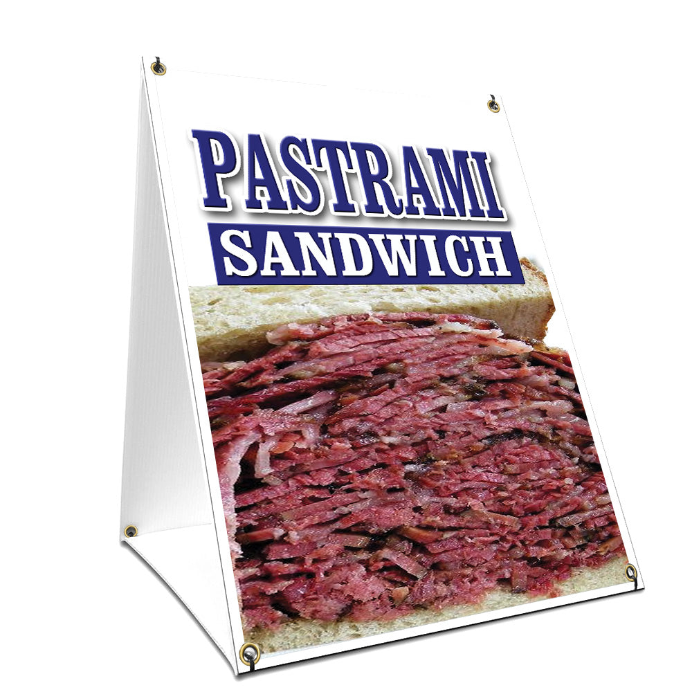 Aframe Sidewalk Pastrami Sandwich Sign With Graphics On Each Side 24