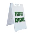 thumbnail image 1 of A-frame Sidewalk Payday Advance 24" x 36" Double Sided A-Frame Sidewalk Sign, Includes 2 Installed Vinyl Decals | Foldable Portable White Signicade Sandwich Board Signs, 1 of 5