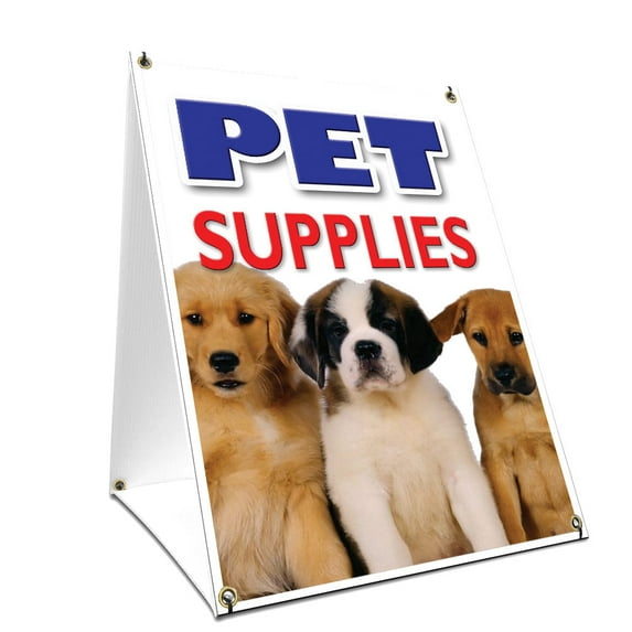 A-frame Sidewalk Pet Supplies Sign With Graphics On Each Side | 24" X 36" Print Size