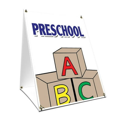 A-frame Sidewalk Preschool Sign With Graphics On Each Side | 18" X 24" Print Size
