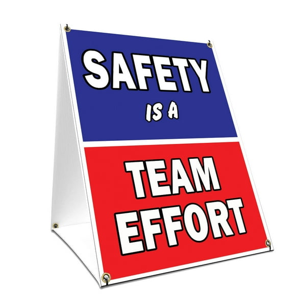 A-frame Sidewalk Safety Is A Team Effort Sign With Graphics On Each Side | 24" X 36" Print Size