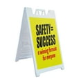 thumbnail image 1 of A-frame Sidewalk Safety=Success Winning Formula 24" x 36" Double Sided A-Frame Sidewalk Sign, Includes 2 Plastic Inserts | Foldable Portable White Signicade Sandwich Board Signs, 1 of 5