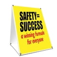 thumbnail image 1 of A-frame Sidewalk Safety=Success Winning Formula Sign With Graphics On Each Side | 24" X 36" Print Size, 1 of 3