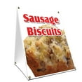 thumbnail image 1 of A-frame Sidewalk Sausage Biscuits Sign With Graphics On Each Side | 18" X 24" Print Size, 1 of 3