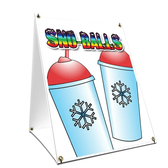 A-frame Sidewalk Sno-balls Sign With Graphics On Each Side | 18" X 24" Print Size