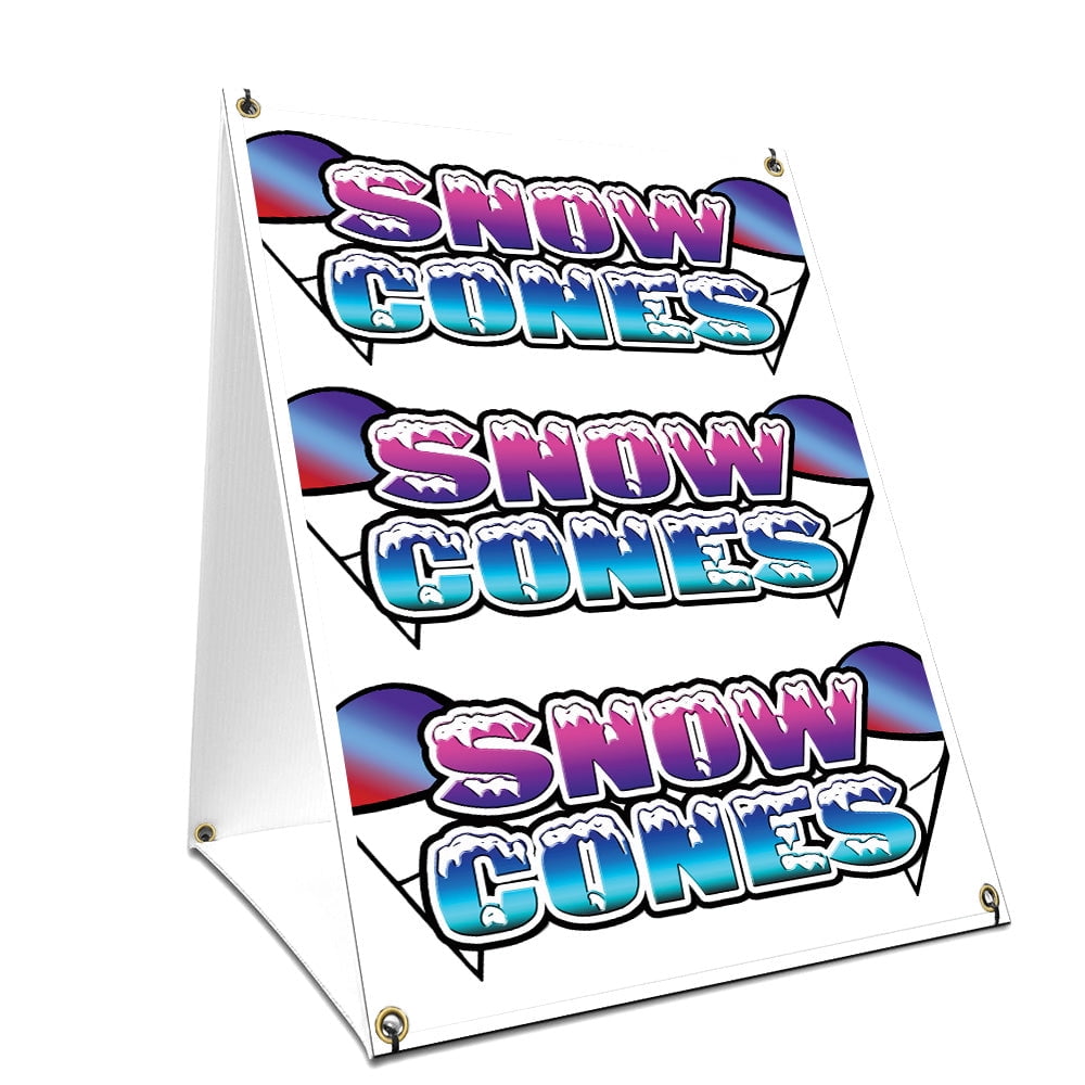 Aframe Sidewalk Snow Cones Sign With Graphics On Each Side 24" X 36