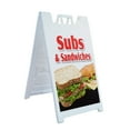 thumbnail image 1 of A-frame Sidewalk Subs & Sandwiches 24" x 36" Double Sided A-Frame Sidewalk Sign, Includes 2 Plastic Inserts | Foldable Portable White Signicade Sandwich Board Signs, 1 of 5