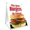 thumbnail image 1 of A-frame Sidewalk The Best Burgers In Town! Sign With Graphics On Each Side | 18" X 24" Print Size, 1 of 3