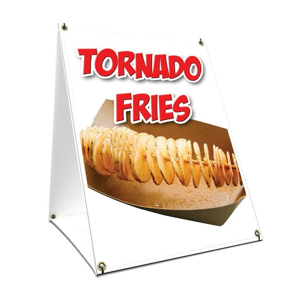 A-frame Sidewalk Tornado Fries Sign With Graphics On Each Side | 24" X 36" Print Size
