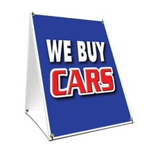 A-frame Sidewalk We Buy Cars Sign With Graphics On Each Side | 24" X 36" Print Size