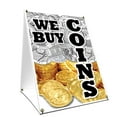thumbnail image 1 of A-frame Sidewalk We Buy Coins Vertical Sign With Graphics On Each Side | 24" X 36" Print Size, 1 of 3