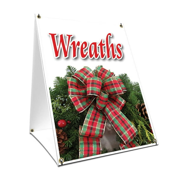 A-frame Sidewalk Wreaths Sign With Graphics On Each Side | 18" X 24" Print Size
