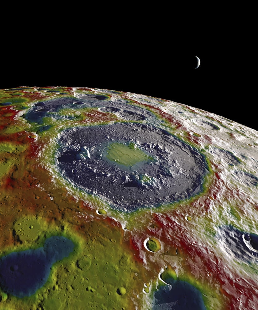 A free-air gravity map of the Moons southern latitudes Canvas Art - Stocktrek Images (26 x 31)