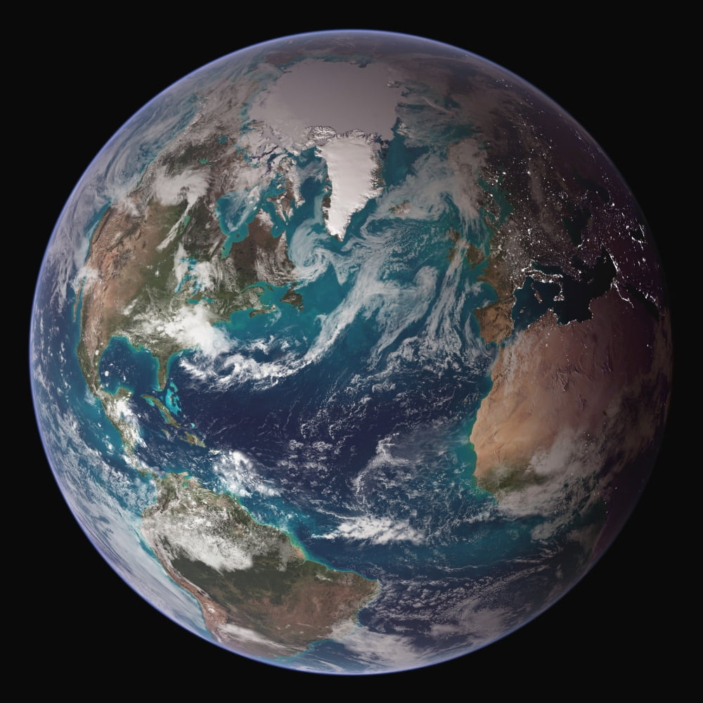 A full view of Earth showing global data for land surface polar sea ice and chlorophyll Canvas Art - Stocktrek Images (28 x 28)