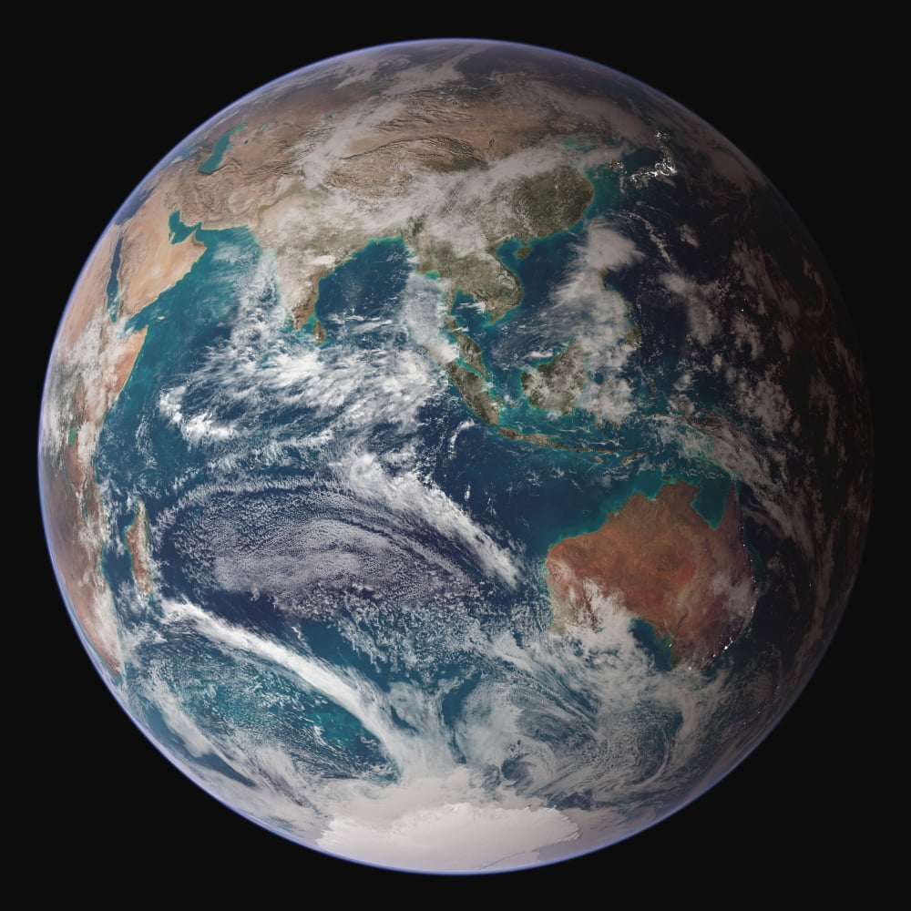 A full view of Earth showing global data for land surface polar sea ice and chlorophyll Canvas Art - Stocktrek Images (28 x 28)