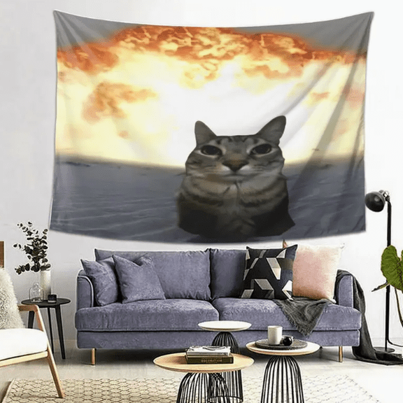 A funny cat tapestry 40*60in - suitable for home, office, living room party atmosphere banner - suitable for bedroom, dormitory decoration