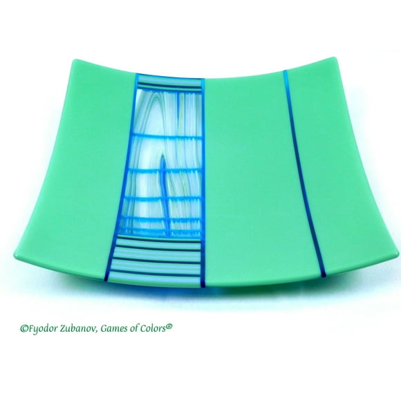 A fused glass square plate Spring
