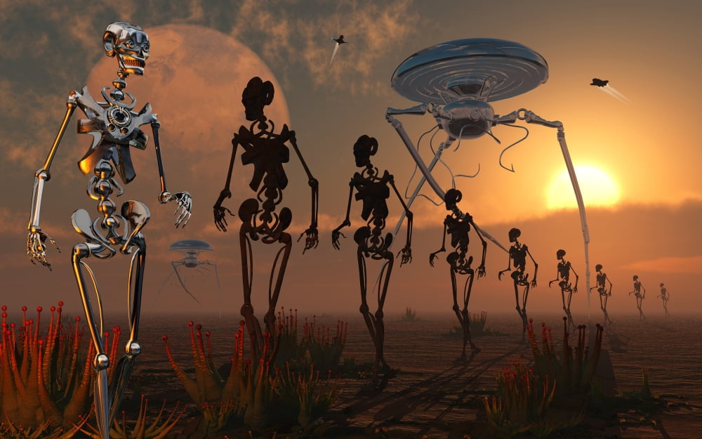 A ghostly robotic army is on the move Canvas Art - Mark StevensonStocktrek Images (18 x 12)