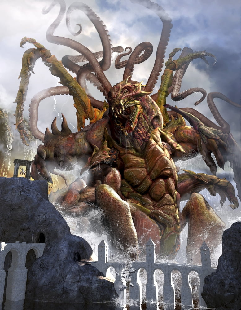 A giant Kraken emerging out of the ocean Canvas Art - Kurt MillerStocktrek Images (13 x 16)