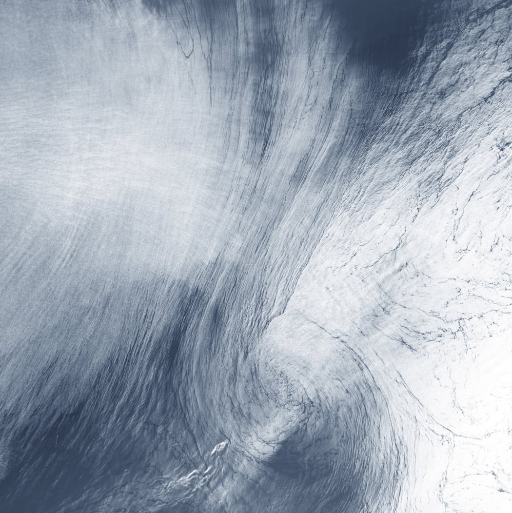 A giant whirlpool cloud swirls above the sea between Spain and Morocco Canvas Art - Stocktrek Images (28 x 28)