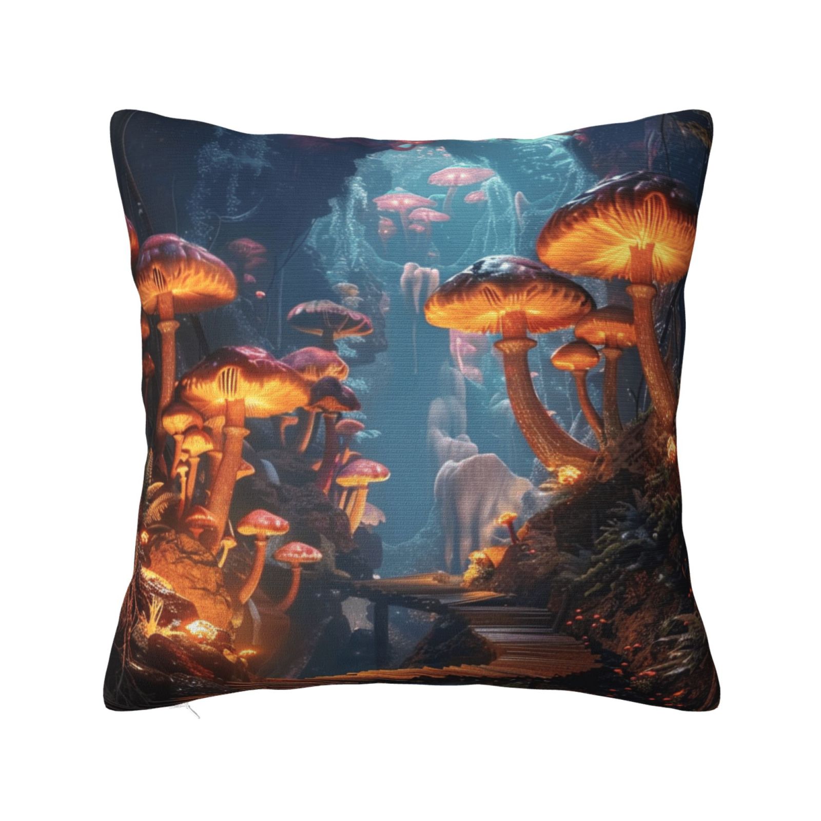 A glowing forest path Decorative pillowcase square pillowcase cushion