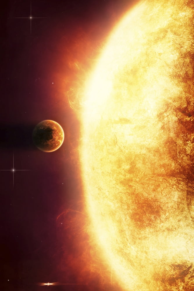 A growing Sun about to burn a nearby planet Canvas Art - Tomasz DabrowskiStocktrek Images (12 x 17)