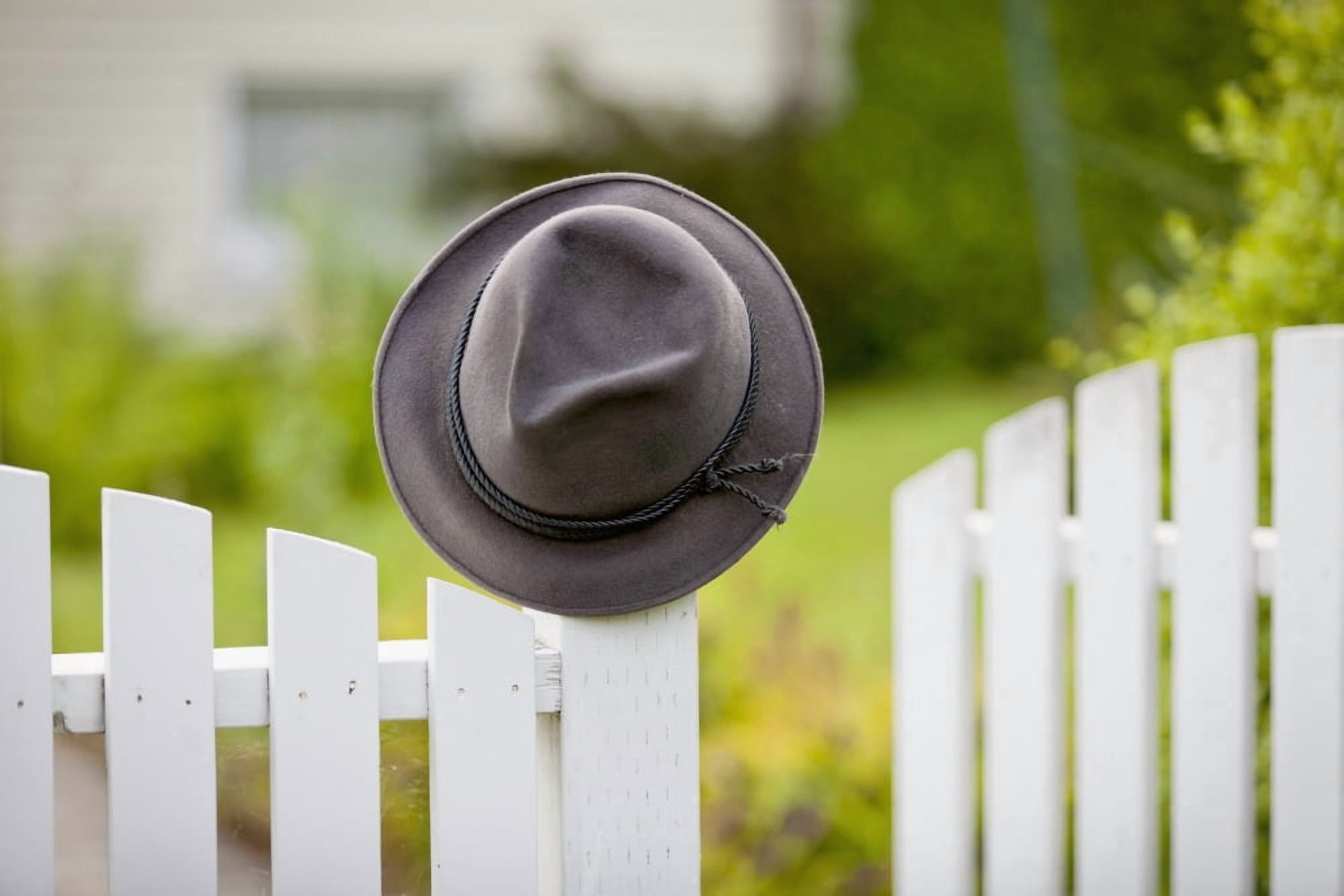 A hat hanging on the post of a white picket fence Vancouver British Columbia Canada Canvas Art - Lorna Rande Design Pics (38 x 24)