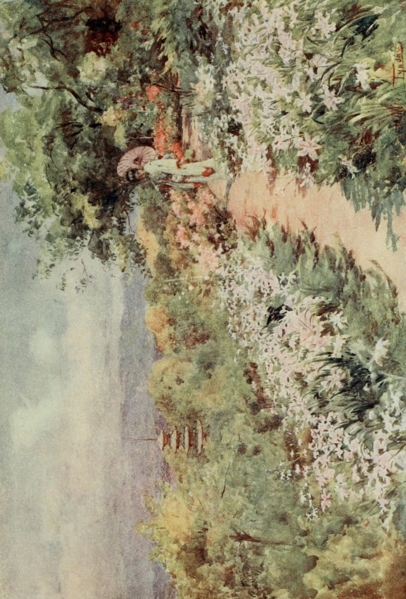 A hillside garden at Kyoto Japanese Gardens 1912 Canvas Art - Walter Tyndale (18 x 24)