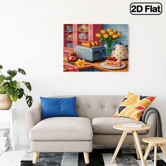 A horizontal 500 - piece paper puzzle, themed "Colorful Kitchen Toaster". 2D flat design. The size is 20.4 * 14.9 inches.
