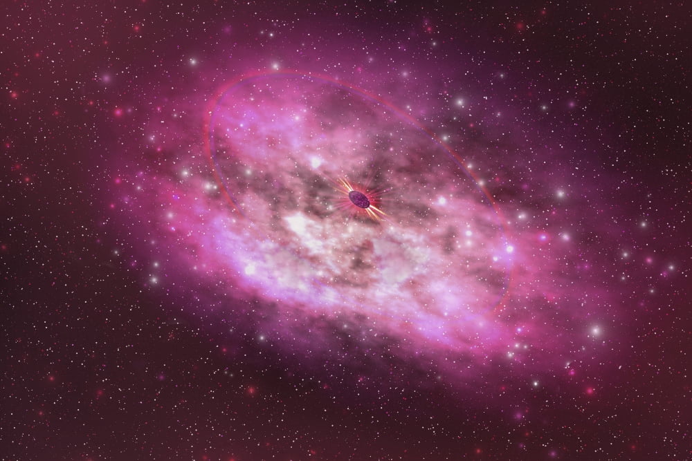 A huge nebula contains millions of stars and planets Canvas Art - Corey FordStocktrek Images (35 x 23)