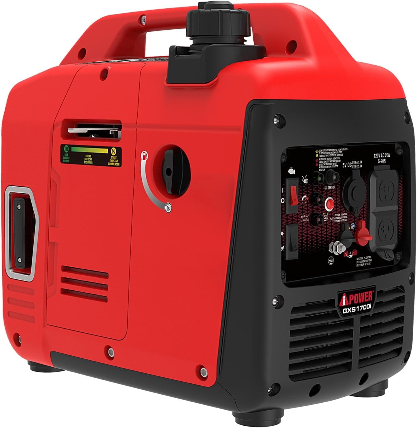 A-iPower 1700 Watt Portable Quiet Inverter Generator Gas Powered, Ultra Lightweight Generator for Camping, Tailgating, Home Backup & Emergency, EPA Certified, CO Sensor (GXS1700i)