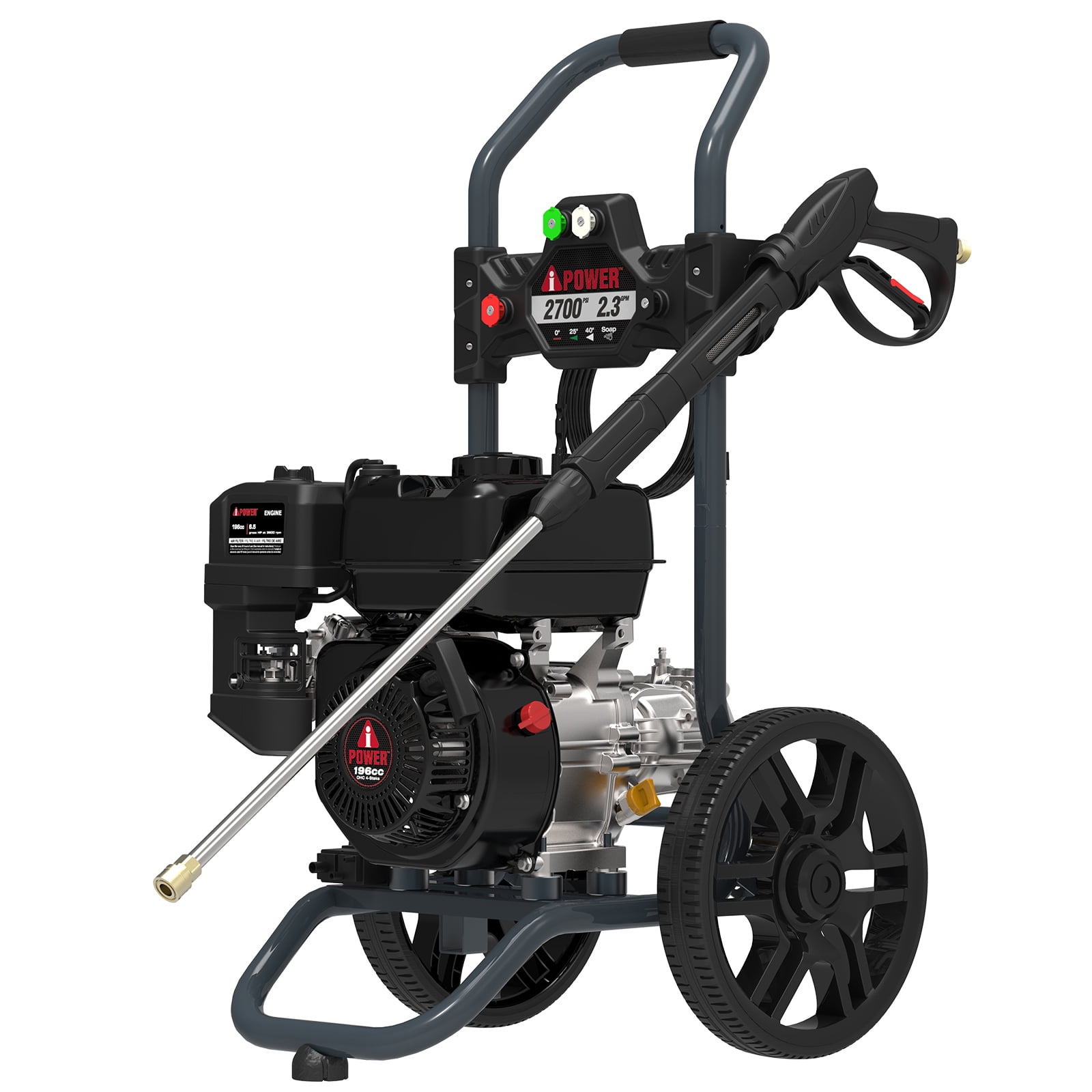A iPower 2700 PSI at 2.3 GPM 196cc 4 Cycle OHV Gas Powered Cold Water Pressure Washer