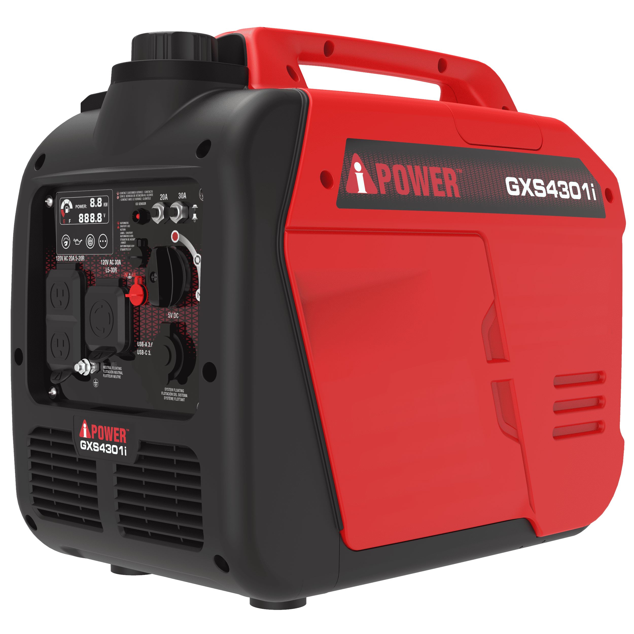 A-iPower Portable Inverter Generator Gas, 4300W RV Ready, EPA & CARB Compliant CO Sensor