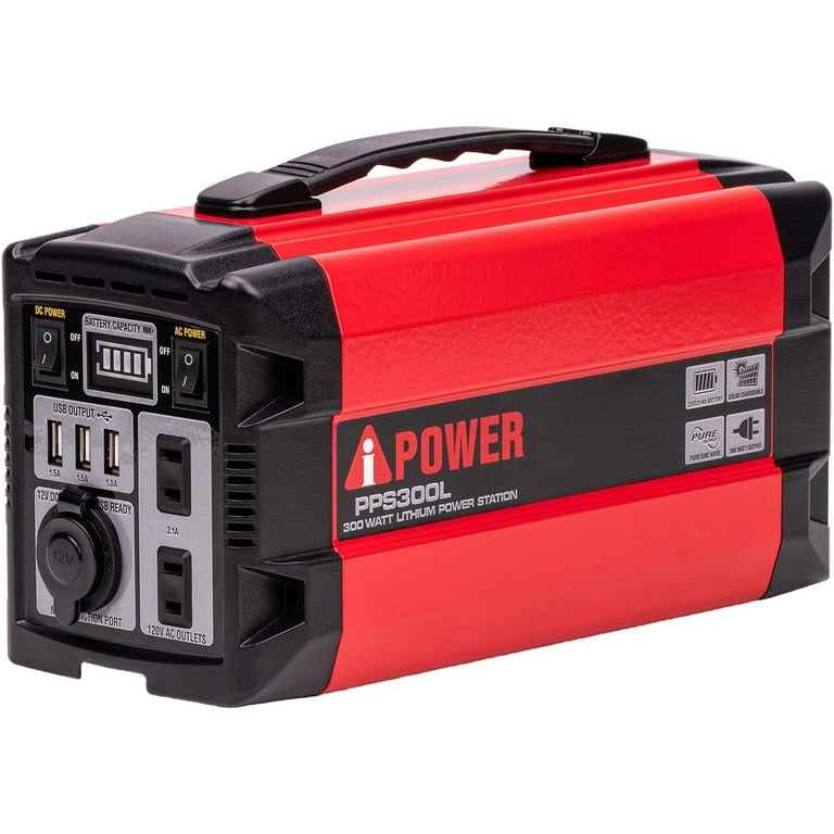A-iPower 300-Watt Lithium-Ion Manual Start Battery Powered Inverter  Generator PPS300L - The Home Depot