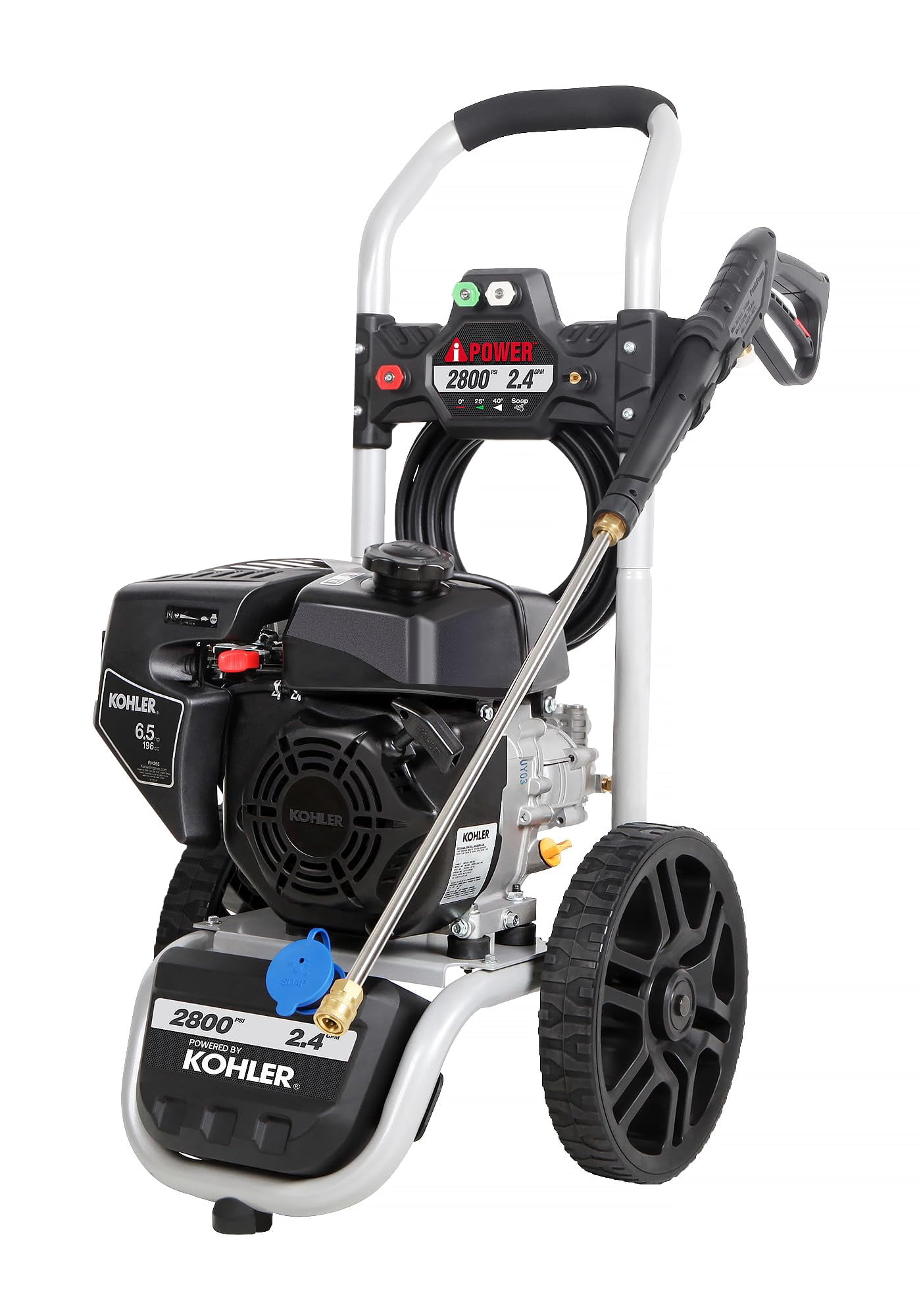 A-iPower Pressure Washer 2800 PSI at 2.4 GPM 196 cc OHV 4 Gas Cold, 25 ft. Pressure Hose