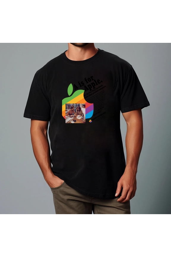 A is for Apple Macintosh Retro Y2K Aesthetic Tech Fan Graphic T-Shirt Unisex, for men & women, up to size 5XL