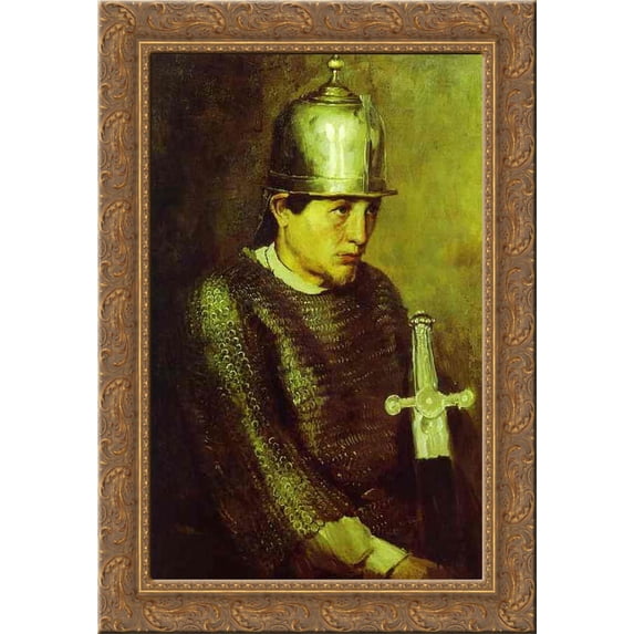 A knight 24x18 Gold Ornate Wood Framed Canvas Art by Viktor Vasnetsov