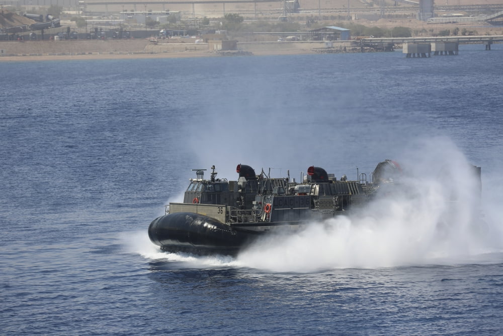 A landing craft air cushion transits at high speed Canvas Art - Stocktrek Images (35 x 23)
