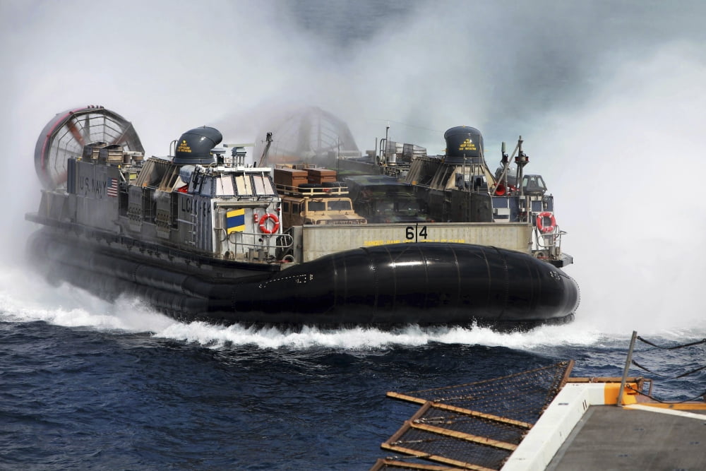 A landing craft air cushion transits at high speed Canvas Art - Stocktrek Images (35 x 23)
