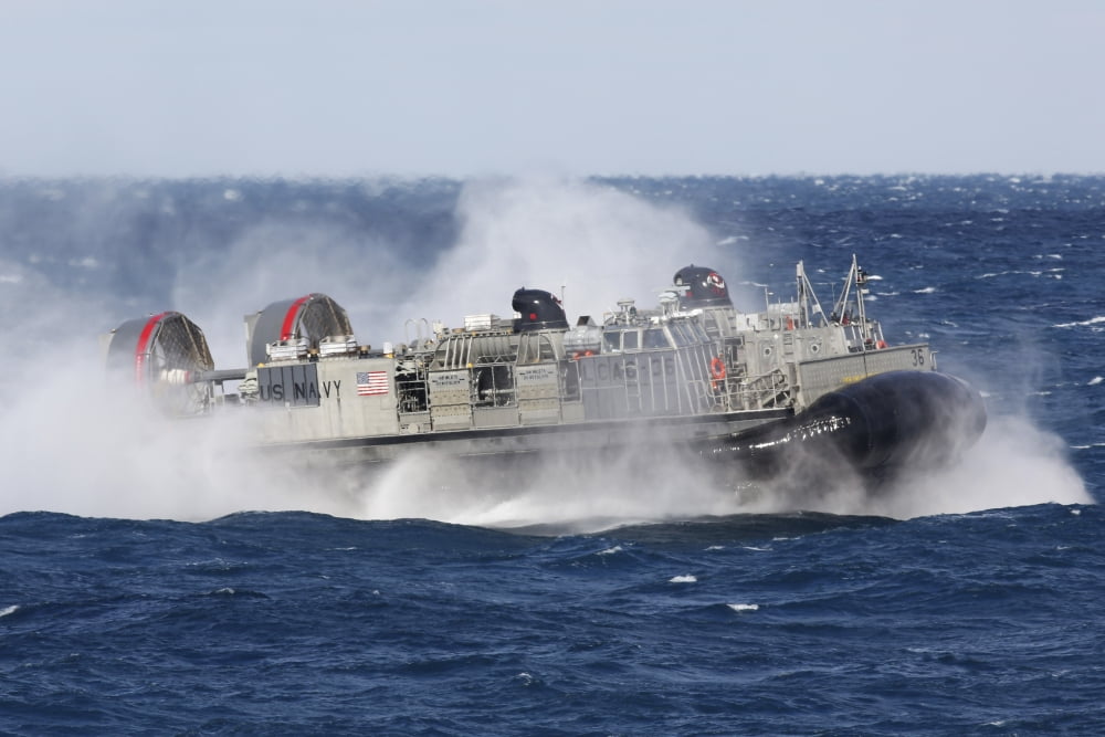 A landing craft air cushion transits the Atlantic Ocean Canvas Art - Stocktrek Images (35 x 23)