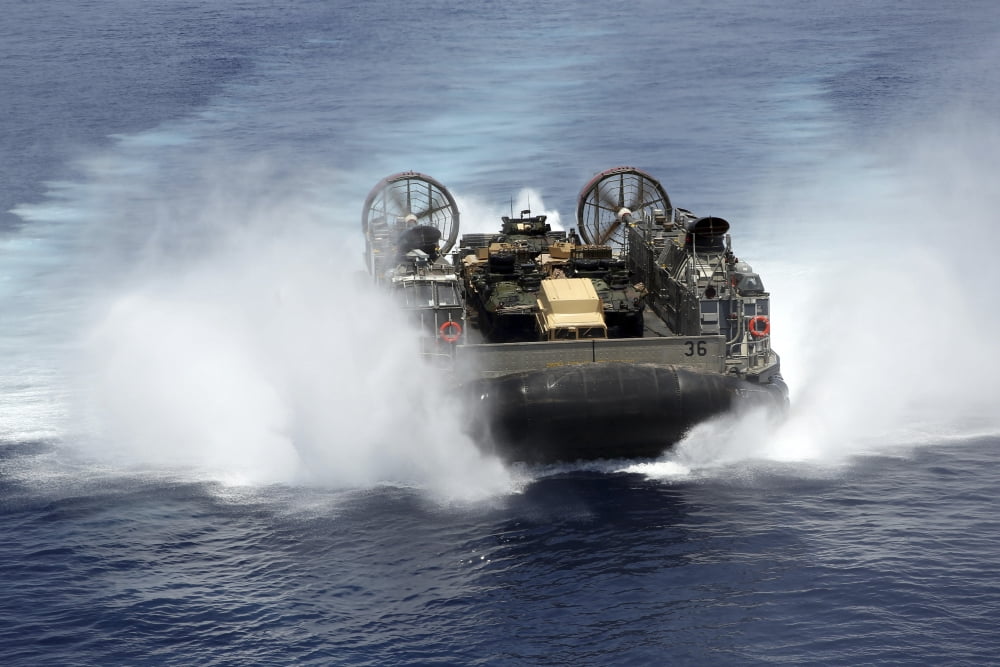 A landing craft air cushion transits the Red Sea at high speed Canvas Art - Stocktrek Images (35 x 23)