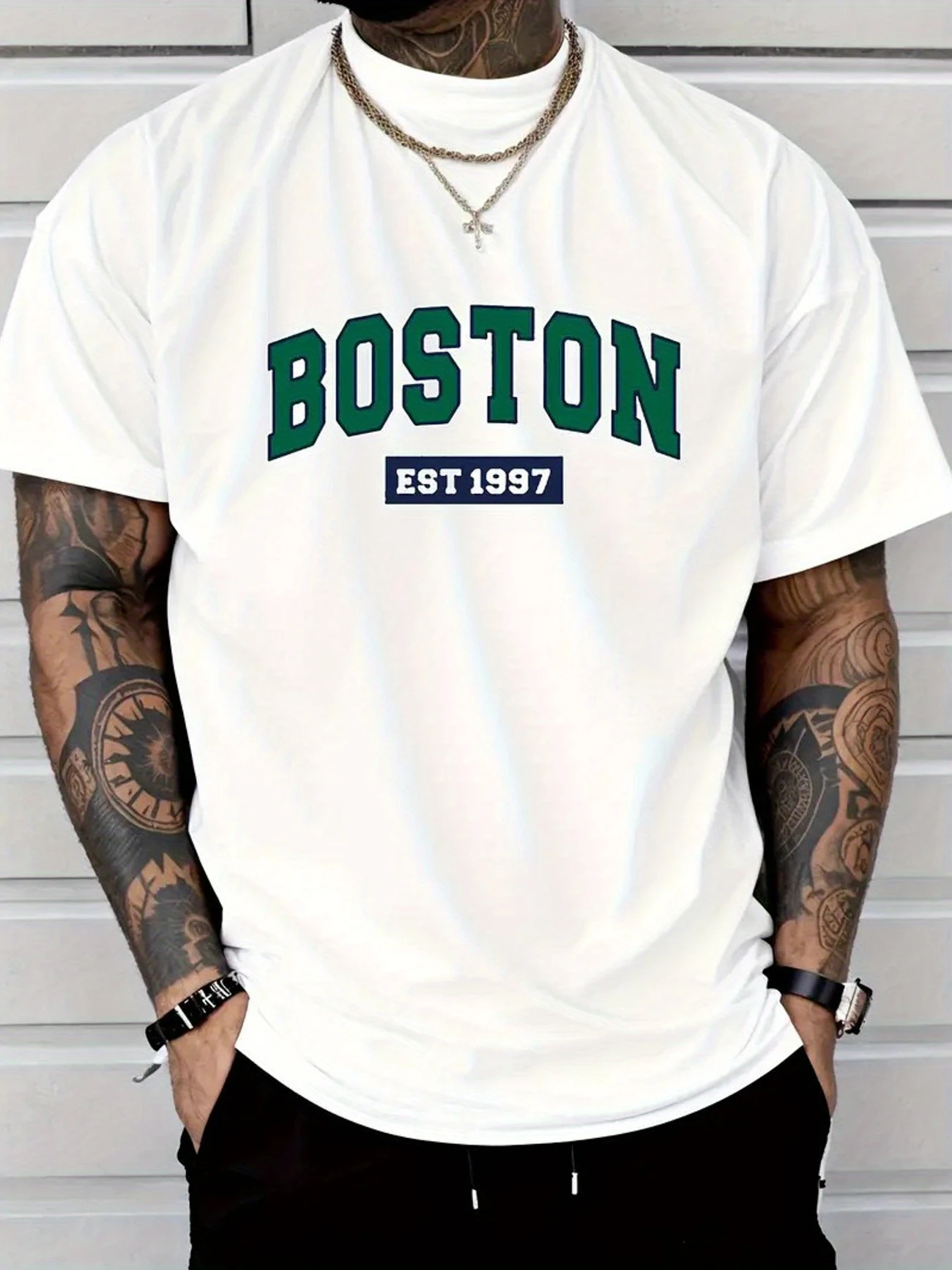 A letter T-shirt for men's casual street style summer autumn micro ...