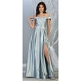 thumbnail image 1 of Women's May Queen A-line Metallic Formal Unique Dress Dusty Blue 8, 1 of 4