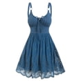 thumbnail image 1 of A-line hole mini flower embroidered sleeveless lace-up dress parachute summer casual women's robe-Blue-XXXL, 1 of 6