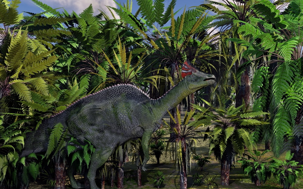 A lone Olorotitan duckbilled dinosaur Canvas Art - Mark StevensonStocktrek Images (18 x 12)