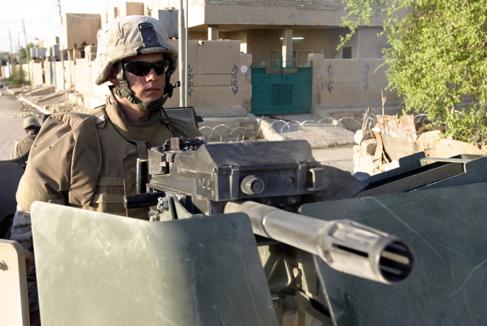 A machine gunner mans his MK-19 automatic grenade launcher Canvas Art - Stocktrek Images (34 x 23)