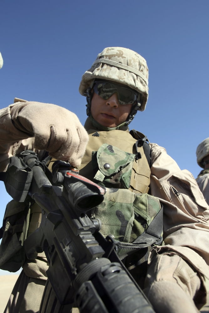 A marine adjusts his scope Canvas Art - Stocktrek Images (23 x 34)