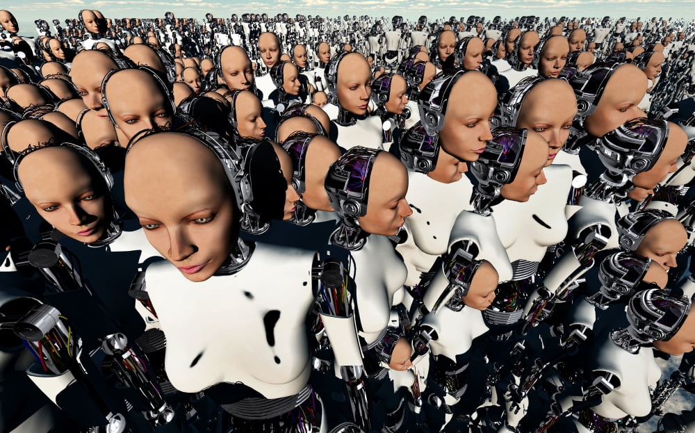 A mass gathering of female like Androids Canvas Art - Mark StevensonStocktrek Images (18 x 11)