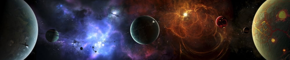 A massive and crowded universe Canvas Art - Brian ChristensenStocktrek Images (31 x 7)